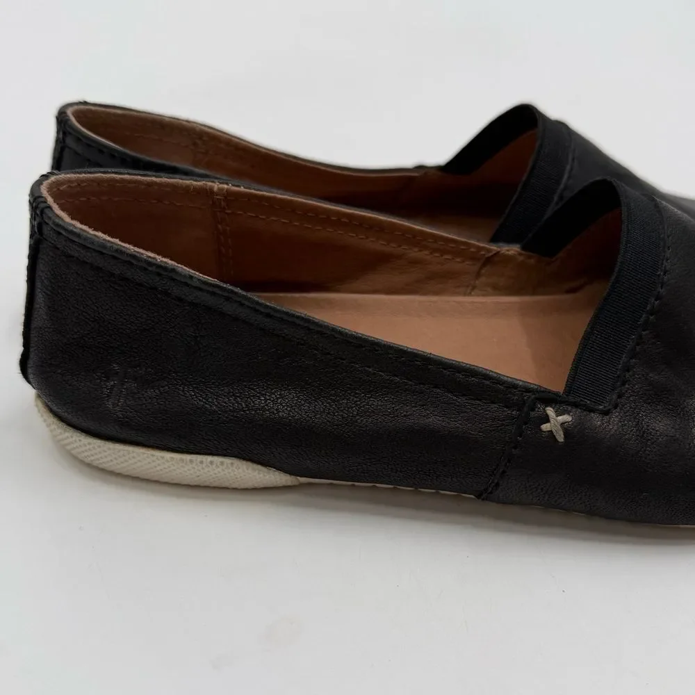 Frye Melanie Leather Slip On Shoes in Black | Size 8M